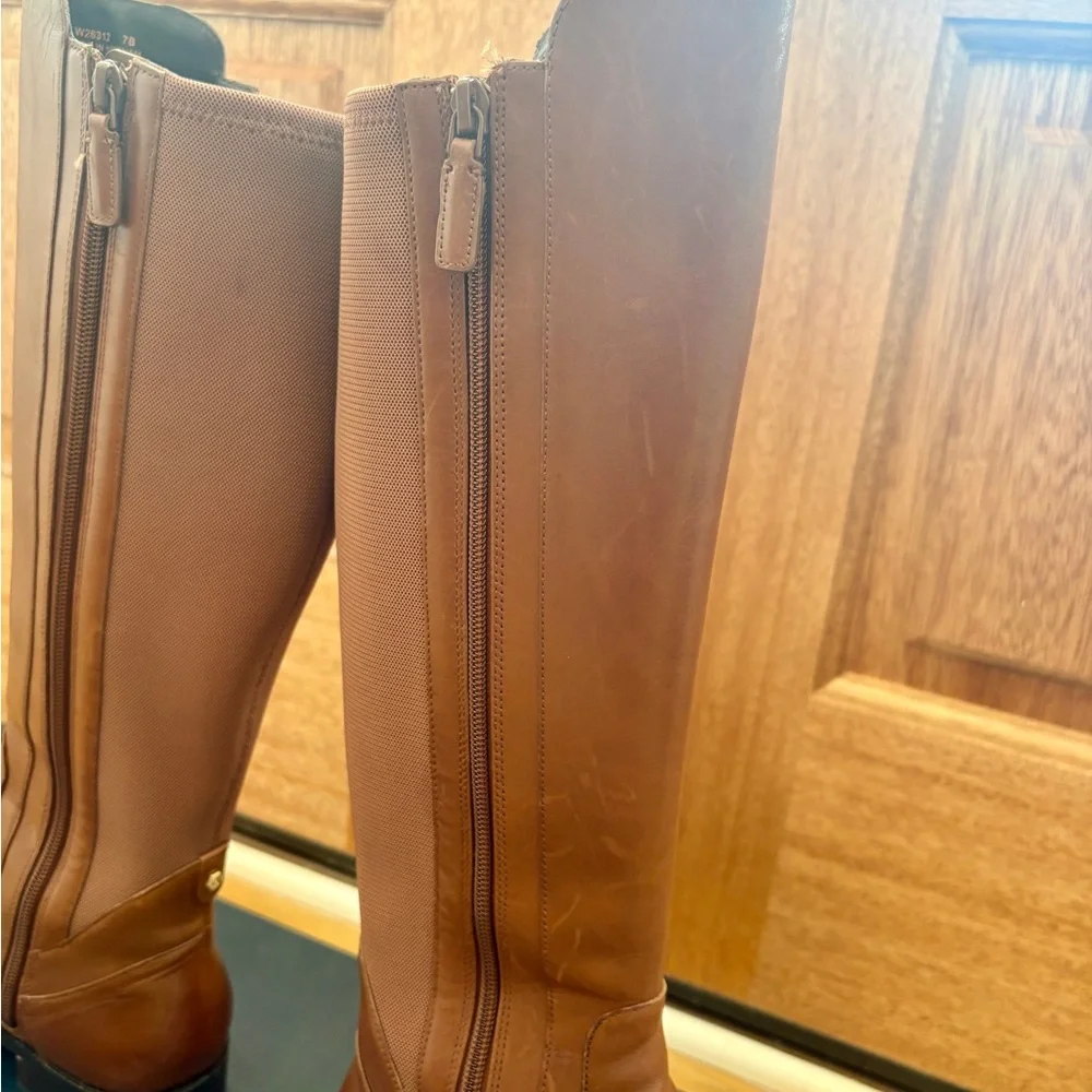 Cole Haan Brown Knee-High Leather Riding Boots - Picture 7 of 8